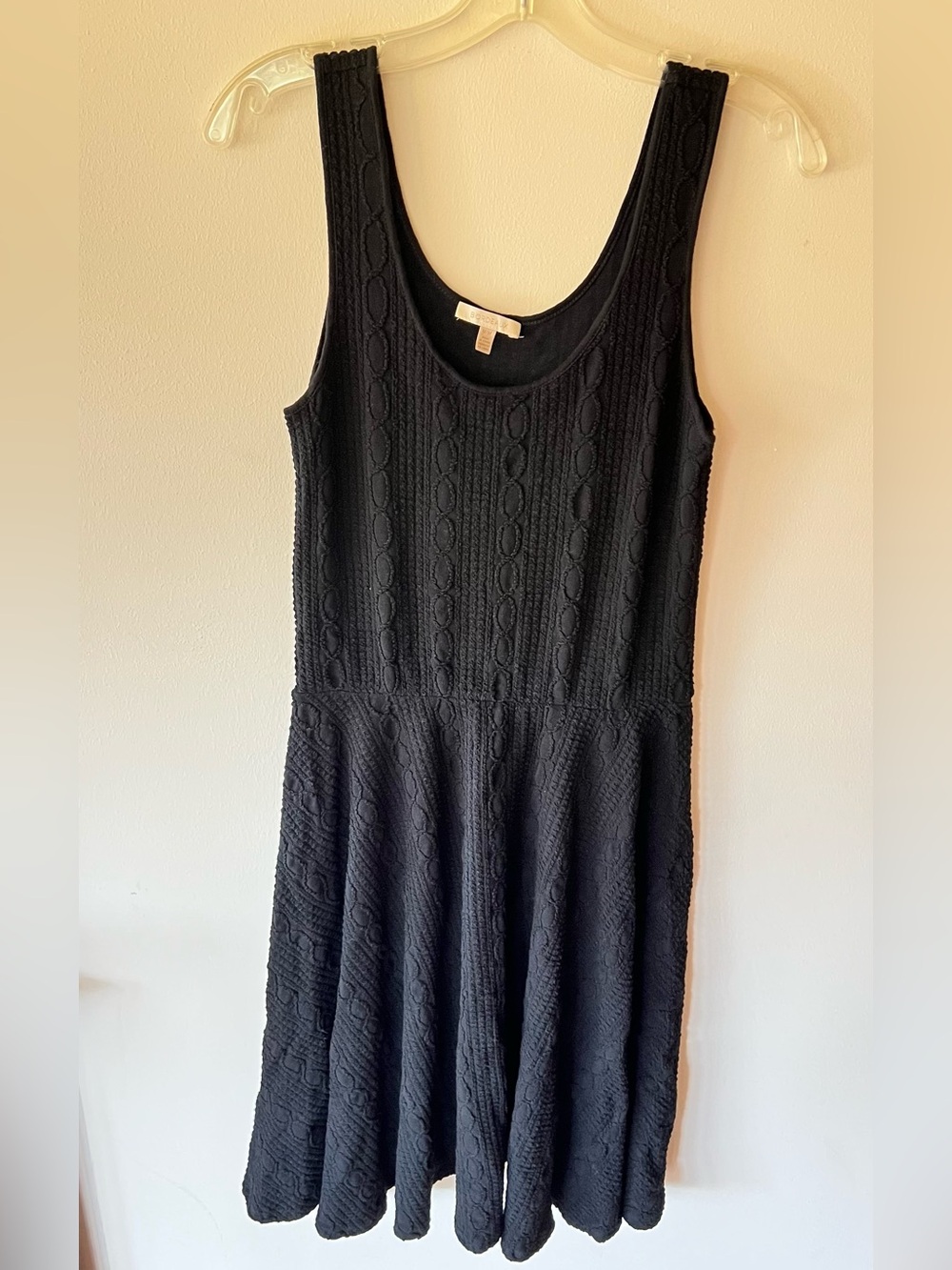 Anthropologie - Bordeaux - Black Sleeveless Textured Fit & Flare Dress - M